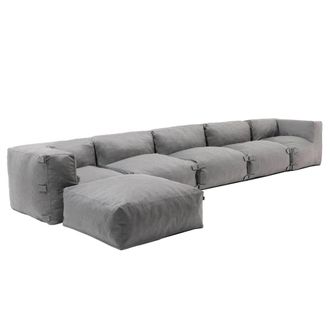 Oviala Sof&aacute; de esquina modular con 3 sillones, 2 &aacute;ngulos y 1 puff gris