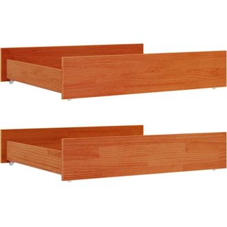 vidaXL Cajones De Cama 2 Uds Madera Maciza De Pino Marr&oacute;n Cera Vidaxl