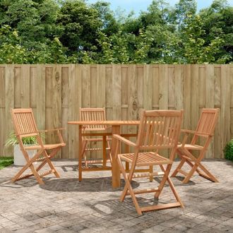 Berkfield Home 5 Piece Folding Outdoor Dining Set Solid Acacia Wood in Brown