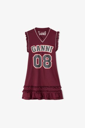 Ganni Dress in Red Cycora - Size XS