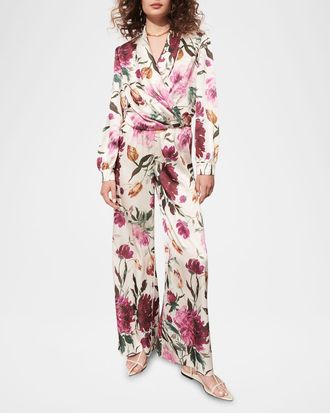 Figue Devon Floral-Print Wide-Leg Pull-on Pants