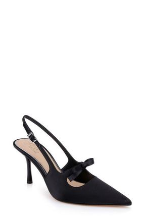 Badgley Mischka Zaya Pointed Toe Slingback Pump in Black Satin at Nordstrom, Size 8.5