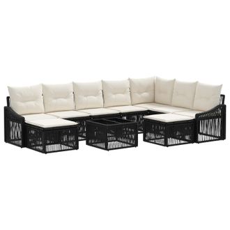 vidaXL Conjunto De Sof&aacute;s De Jard&iacute;n 10 Pcs Negro Rat&aacute;n Sint&eacute;tico Vidaxl