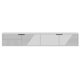 Calicosy Mueble TV de pared 2 puertas estriadas de 180 cm - Blanco
