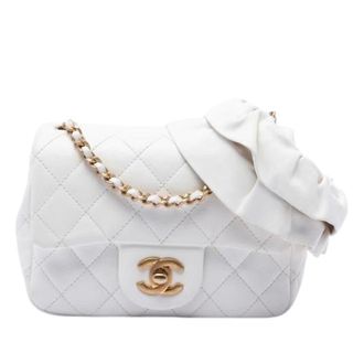 Chanel Pre-owned Quilted Lambskin Crossbody Bag - Dames - Pre-owned - Wit - Maat: ONE Size Leer