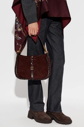 Etro Suede Bag Pony M, Womens, Burgundy