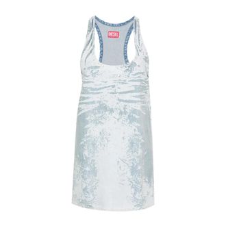 Diesel Purva Jurk - Dames - Korte kleedjes - Blauw - XS - Katoen - Kleedjes