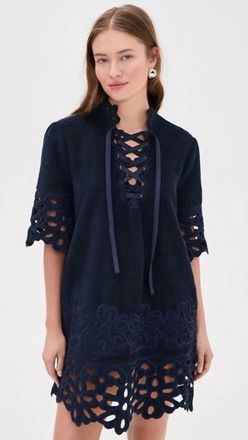 Sea New York Leila Coverup Mini Dress In Navy