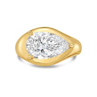 Diana M. Jewels 18KT YELLOW GOLD LAB GROWN PEAR SHAPE DIAMOND FASHION RING WEIGHING 5.00 CTS TW