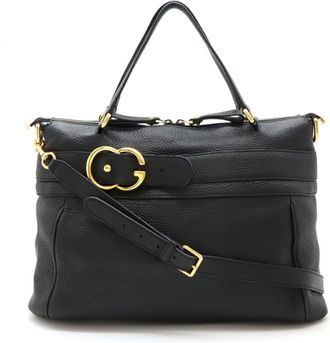 Gucci Black Leather Shoulder Bag Tote Bag (Pre-Owned)