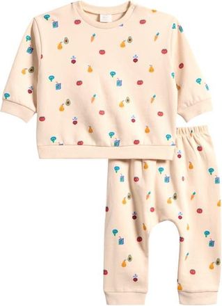 Next Kids Veggie Print Sweater & Jogger Set in Neutral at Nordstrom, Size 9-12M
