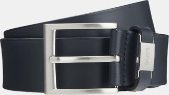 HUGO BOSS Accessories Boss Connio Italian Leather Belt in Dark Blue