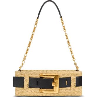 Balmain Anthem clutch bag in smooth leather and crochet in Beige at Nordstrom