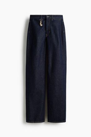 H&M Straight High Jeans in Dark Denim Blue at Nordstrom, Size 16