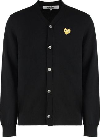 Comme Des Gar&ccedil;ons Hart-patch Wol Vest - Heren - Vesten - Zwart - XL - Wol - Truien & Vesten