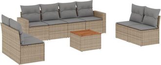 vidaXL Juego De Sof&aacute;s Jard&iacute;n Con Cojines Beige Mezcla 9 Pzas Rat&aacute;n Pe Vidaxl