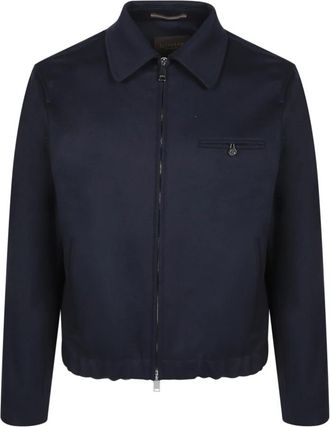 Incotex Blauwe Flanellen Zip Overshirt Klassieke Stijl - Heren - Zomerjassen - Blauw - 2XL - Jassen