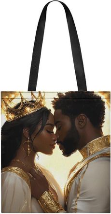 Generic Black Couple King And Queen Afro Woman Man Lovers Tote Bag for Women Men Shoulder Bags Purses Pouch Handbags