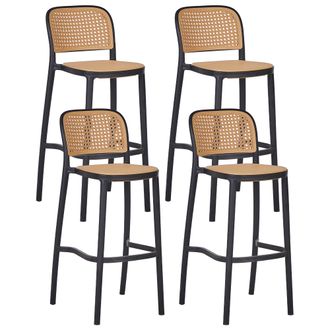 Beliani Beliani - Conjunto De 2 Bar De Apilables Moderno Interior Exterior Asiento De Pl&aacute;stico Sin Reposabrazos Beige Y Negro Plose
