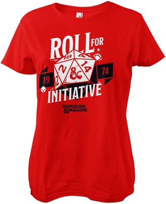 Dungeons & Dragons Officially Licensed Roll for Initiative Women T-Shirt (Red), Small