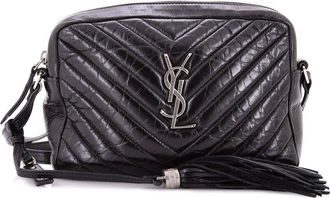 Saint Laurent Black Matelasse Chevron Leather Lou Camera Bag Small (Authentic Pre-Loved)