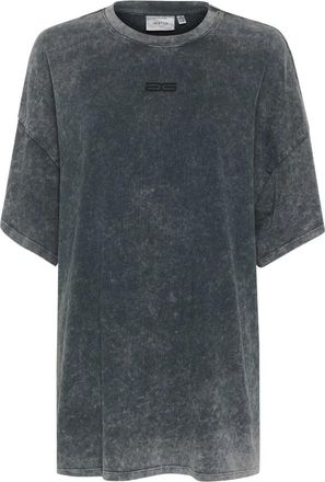 Gestuz Donkergrijs Gewassen Oversized Tee Top - Dames - T-shirts - Grijs - M - Katoen - Tops