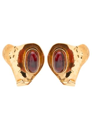 Saint Laurent Petal Sculpted Clip-on Drop Earrings - Gold - One Size