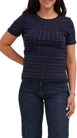 Cyrus Allover Studded Short Sleeve Top in Navy at Nordstrom Rack, Size X-Large