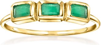 RS Pure by Ross-Simons Emerald 3-Stone Ring in 14kt Yellow Gold