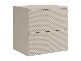 Vente-Unique Mueble de ba&ntilde;o suspendido con dise&ntilde;o de espiga con estante - Beige - 60 cm - DORIONI