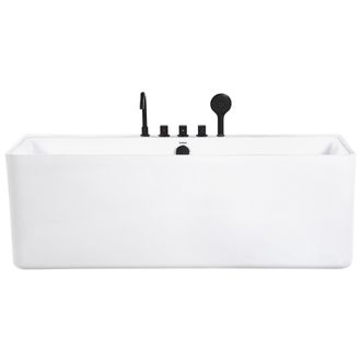 Beliani Ba&ntilde;o Independiente De Acr&iacute;lico Sanitario Blanco Rectangular Individual 170 X 75 Cm Dise&ntilde;o Moderno Quatre