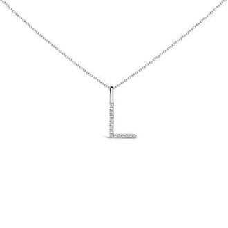 House of Brilliance Sterling Silver Diamond Accent A-Z Initial Pendant Necklace in Sterling Silver |L at Nordstrom