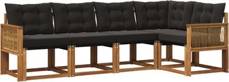 vidaXL Conjunto De Sof&aacute;s De Exterior 5 Uds. Natural Y Negro Vidaxl