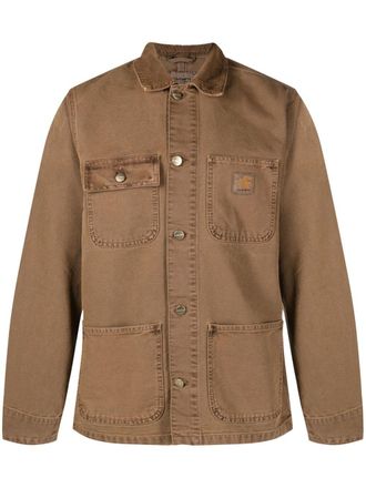 Carhartt Work in Progress logo-patch button-fastening jacket - men - Cotton - L - Brown