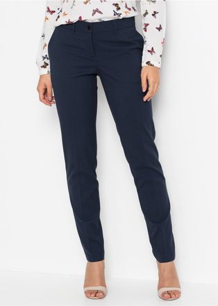 Bonprix Anzughose BONPRIX Anzugshose, Damen, Gr. 42, K-Gr, blau (dunkelblau (l&auml;nge: kurz)), Obermaterial: 76% Polyester, 22% Viskose, 2% Elasthan, slim fit, H