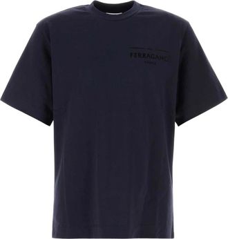 Ferragamo T-shirt met opgedrukte logo - Heren - T-shirts - Blauw - L - Katoen - Tops