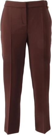 Elisabetta Franchi Straight Trousers, female, Brown, Size: XL Trousers in lightweight crepe fabric with logo charm