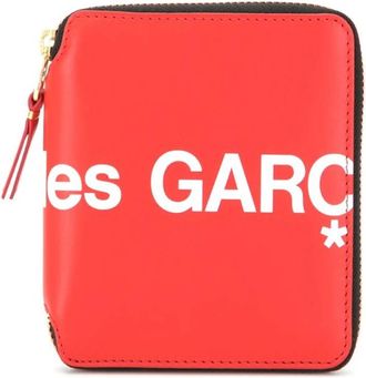Comme Des Garçons Red Logo Zipped Leather Wallet