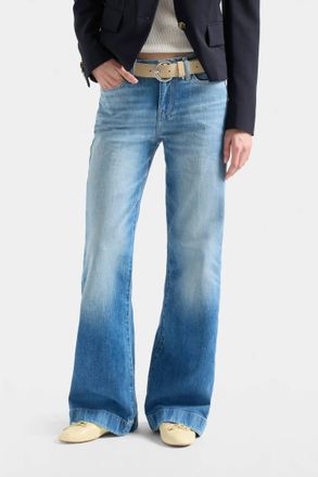 7 For All Mankind Dojo Tailorless Mid Rise Wide Jeans In Blue Haze