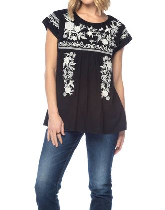 Tolani Anice Cap Sleeve Blouse In Black