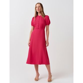 Ghost London Francis Round Neck Crepe Midi Dress in Bright Pink at Nordstrom, Size 10