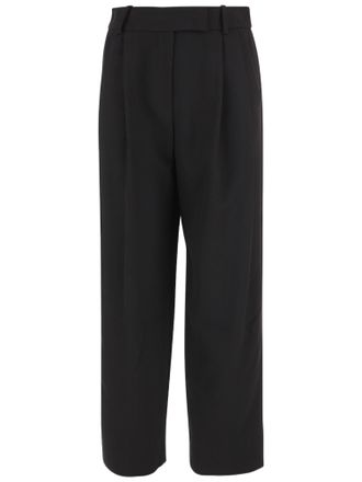 Giorgio Armani Straight-Leg Silk Pants With Pleat Detailing And Belt Loops