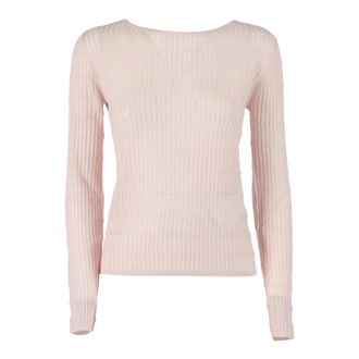 Max Mara Round-neck Knitwear, female, Pink, Size: XS Maglia-Canottiera-Top Pedone