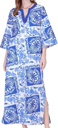 Jade Yoga Trimmed Maxi Cerulean Tiles