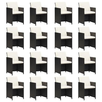 vidaXL Set De Comedor Jard&iacute;n 21 Pzas Con Cojines Rat&aacute;n Sint&eacute;tico Negro Vidaxl