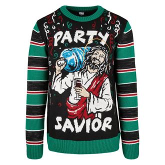 Urban Classics Heren Savior Kerst Sweatshirt (Zwart/Groen)