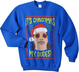 Sanfran Clothing Sanfran - Its Christmas My Dudes Top Xmas Funny Vine Wednesday Ugly Jumper Sweater - Double Extra Large/Royal Blue