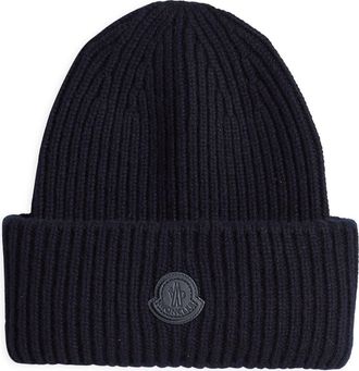 Moncler Logo Cashmere Beanie in Navy at Nordstrom