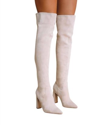 Billini Aaliyah Over The Knee Suede Boots In Cream