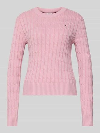 Tommy Hilfiger Slim Fit Strickpullover aus reiner Baumwolle in Pink, Gr&ouml;&szlig;e XXL